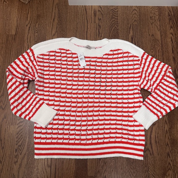 NWT Loft Red and White Striped Women's Sweater - Picture 1 of 3